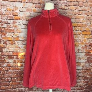 Columbia Cherry Red Velour Half Zip Pullover